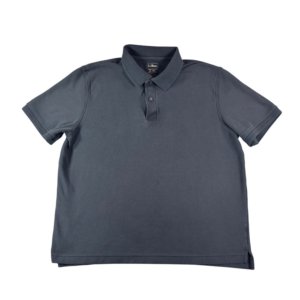 LL Bean Mens XL Regular Charcoal Cotton Pique Short Sleeve Polo Shirt 300454